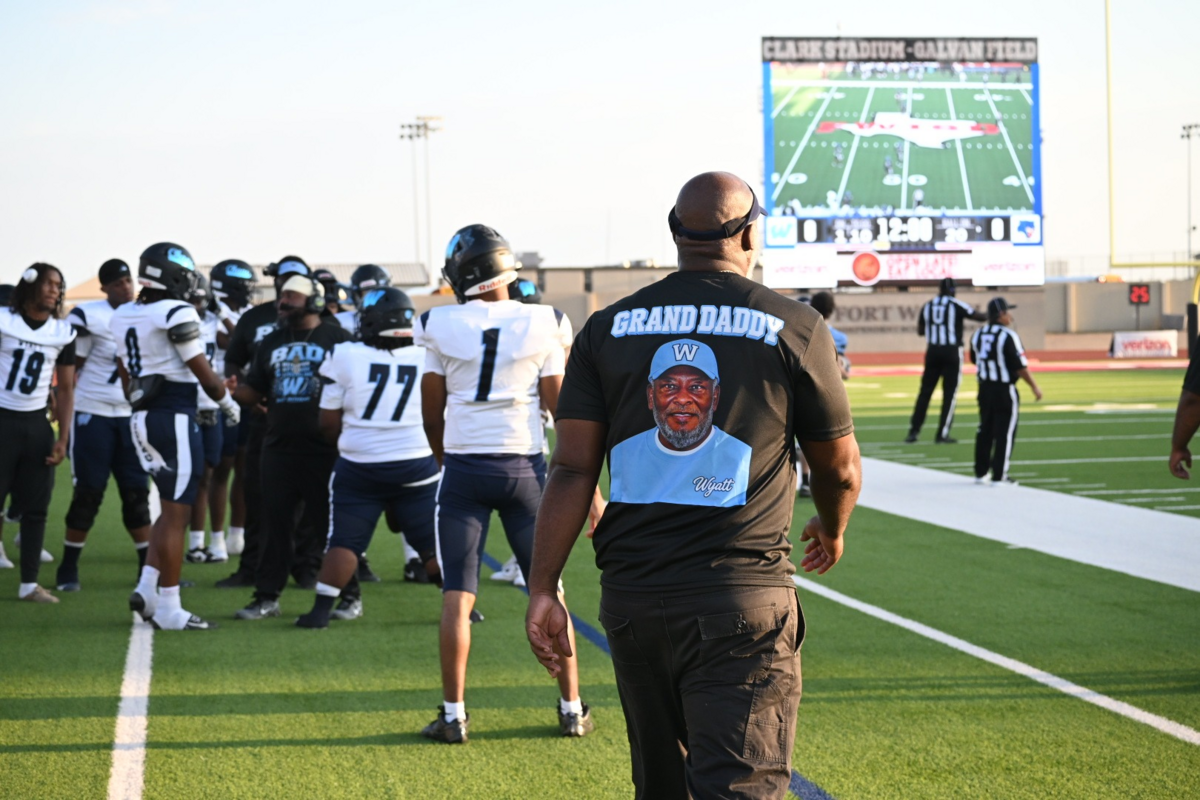 Fort Worth Wyatt head coach Antwaun Criss showcases his family’s legacy at Wyatt High School during a high school football game against Fort Worth Dunbar at Clark Stadium in Fort Worth, Texas, Thursday, September 3, 2026. Wyatt won 54-0.